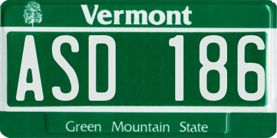 VT license plate ASD186