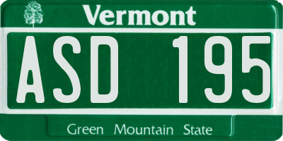 VT license plate ASD195