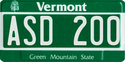 VT license plate ASD200