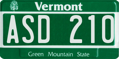 VT license plate ASD210