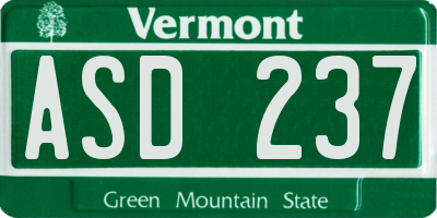VT license plate ASD237