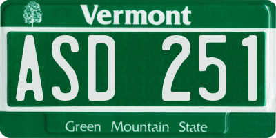 VT license plate ASD251