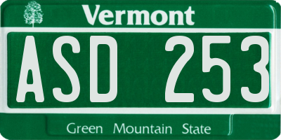 VT license plate ASD253