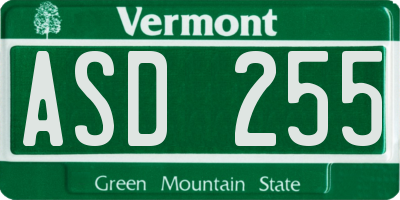 VT license plate ASD255