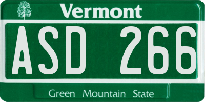 VT license plate ASD266