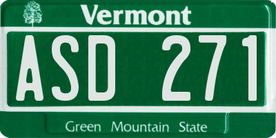 VT license plate ASD271