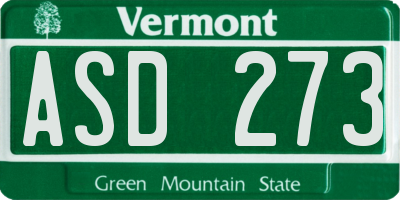 VT license plate ASD273