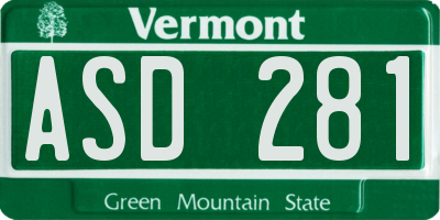 VT license plate ASD281