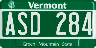 VT license plate ASD284