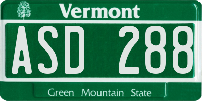 VT license plate ASD288