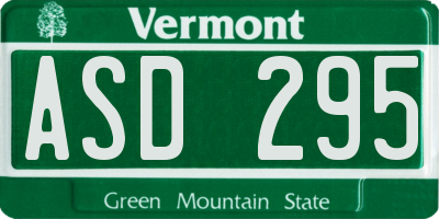 VT license plate ASD295