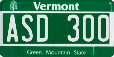 VT license plate ASD300