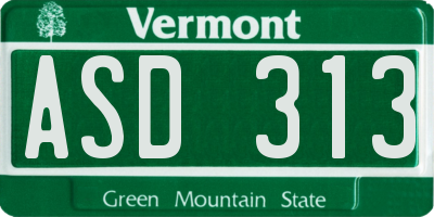 VT license plate ASD313