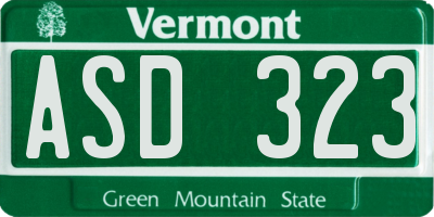 VT license plate ASD323