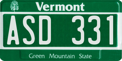 VT license plate ASD331