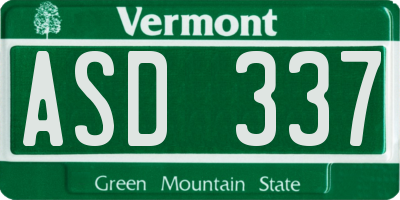 VT license plate ASD337