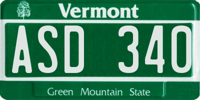 VT license plate ASD340
