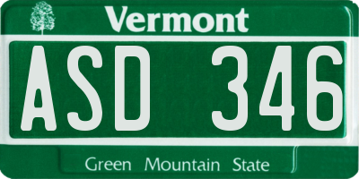 VT license plate ASD346