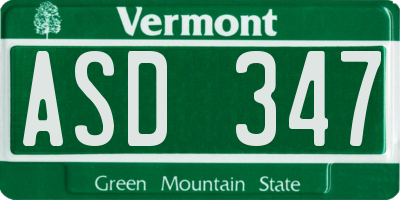VT license plate ASD347
