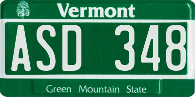 VT license plate ASD348