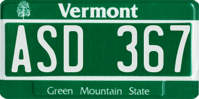 VT license plate ASD367