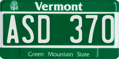 VT license plate ASD370