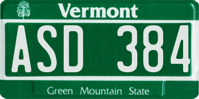 VT license plate ASD384