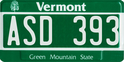 VT license plate ASD393