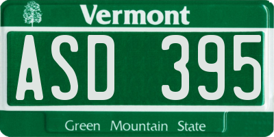VT license plate ASD395