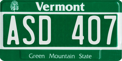 VT license plate ASD407