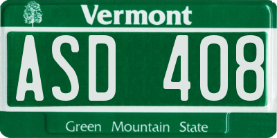 VT license plate ASD408