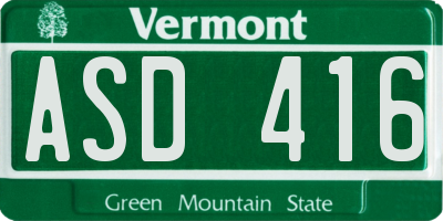 VT license plate ASD416