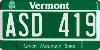 VT license plate ASD419