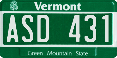 VT license plate ASD431