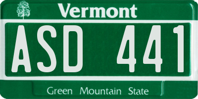 VT license plate ASD441