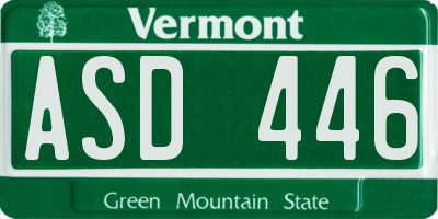 VT license plate ASD446