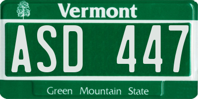 VT license plate ASD447