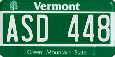 VT license plate ASD448