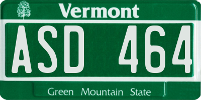 VT license plate ASD464