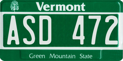 VT license plate ASD472