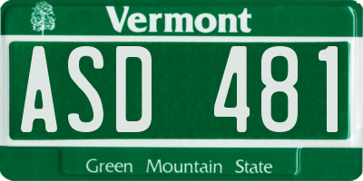 VT license plate ASD481