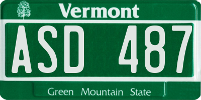 VT license plate ASD487
