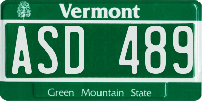 VT license plate ASD489