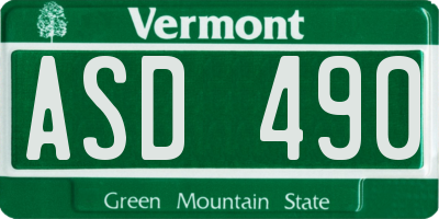 VT license plate ASD490