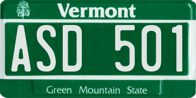VT license plate ASD501