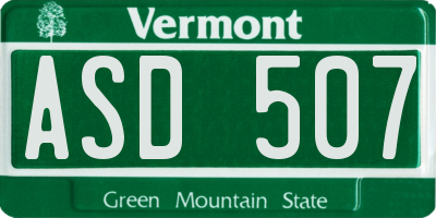 VT license plate ASD507