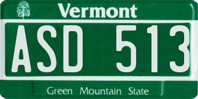 VT license plate ASD513