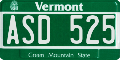VT license plate ASD525
