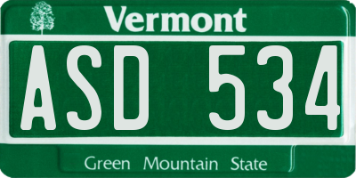 VT license plate ASD534