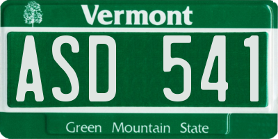 VT license plate ASD541